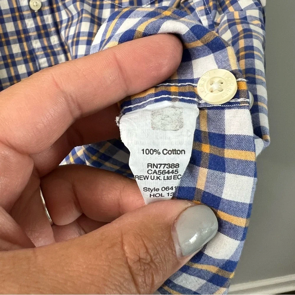 J. Crew Blue & Yellow Plaid Cotton Button Down Dress Shirt Large